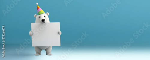 Cute Cartoon Polar Bear wit...