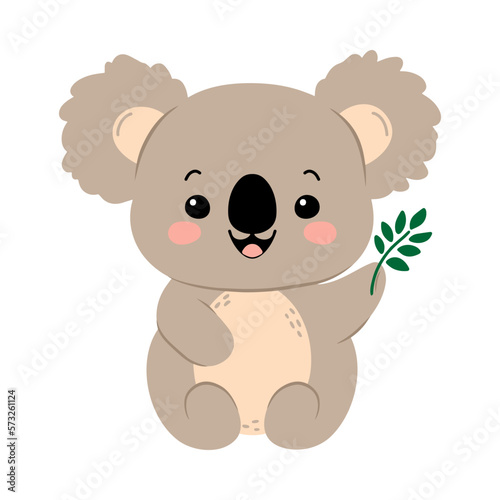 Cute little koala. Vector cartoon illustration, isolated on a white background. Scandinavian style flat design. Concept for children print. 
