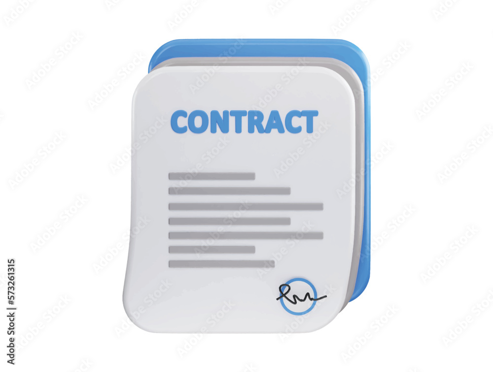 Contract paper with signature icon 3d rendering vector illustration