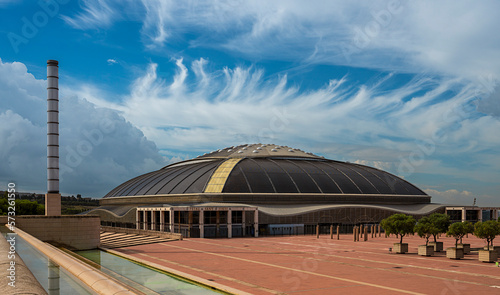Obraz na płótnie Esplanade Palau Sant Jordi, Montjuic, Multifunktionsarene, Barcelona, Katalonien, Spanien, w salonie