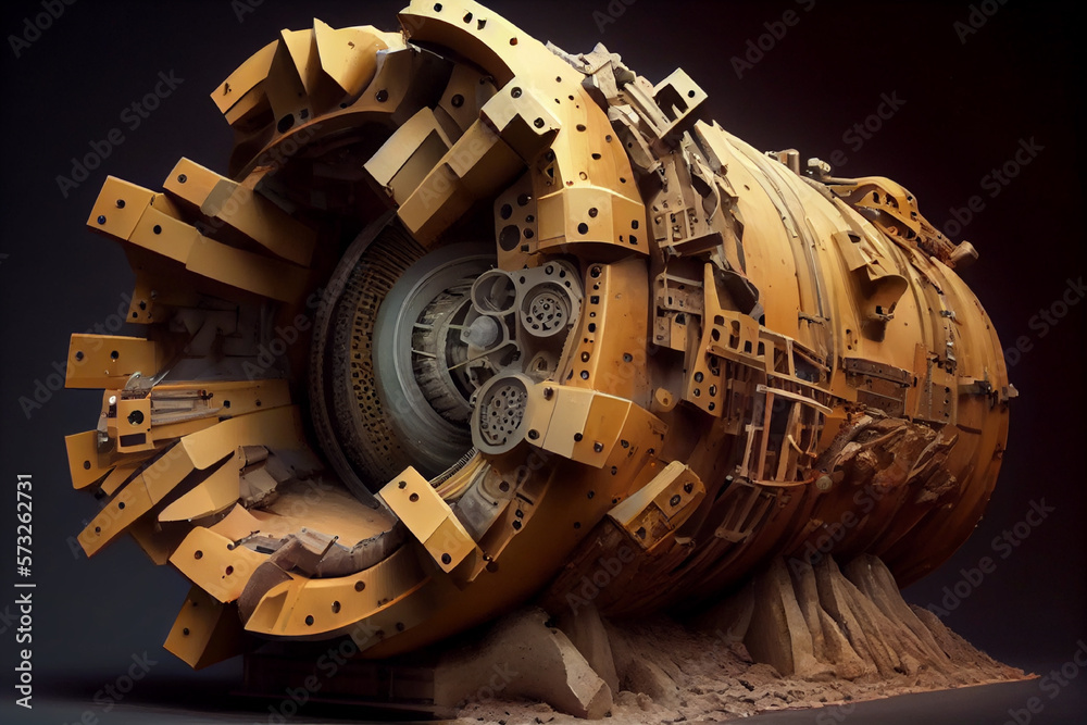 Photo & Art Print A huge tunnel boring machine that can dig a rock