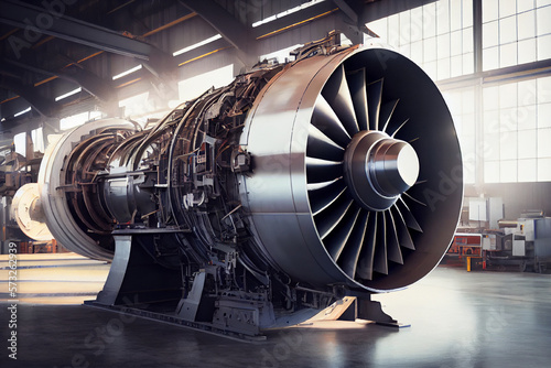 Handling and transporting huge aircraft engine within a manufacturing plant | Huge aircraft engine inside a manufacturing industry | Generative Ai | Huge Cargo