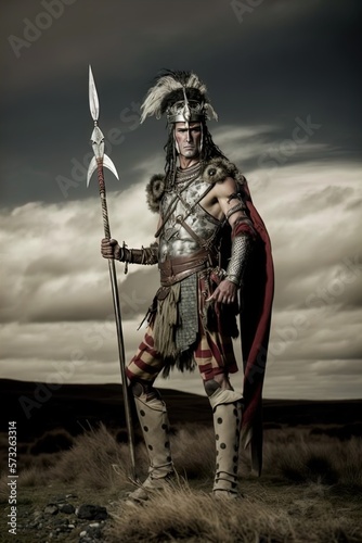 Fierce warrior with warpaint. photo