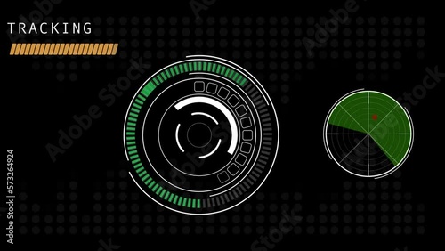 HUD Circle User interface tracking target. Target searching scope and scanning element theme. Digital UI and Sci-fi circular. 