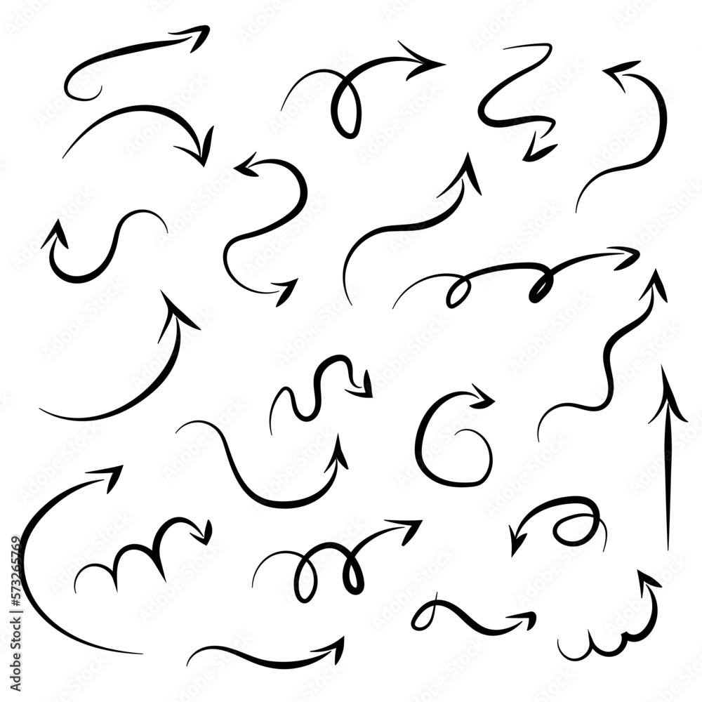 Set of vector hand drawn doodle arrows. For app, banner, print screen, card, typography design, for business plan and education. Set of vector hand drawn doodle arrows. For app, banner, print screen, card, typography design, for business plan and education.