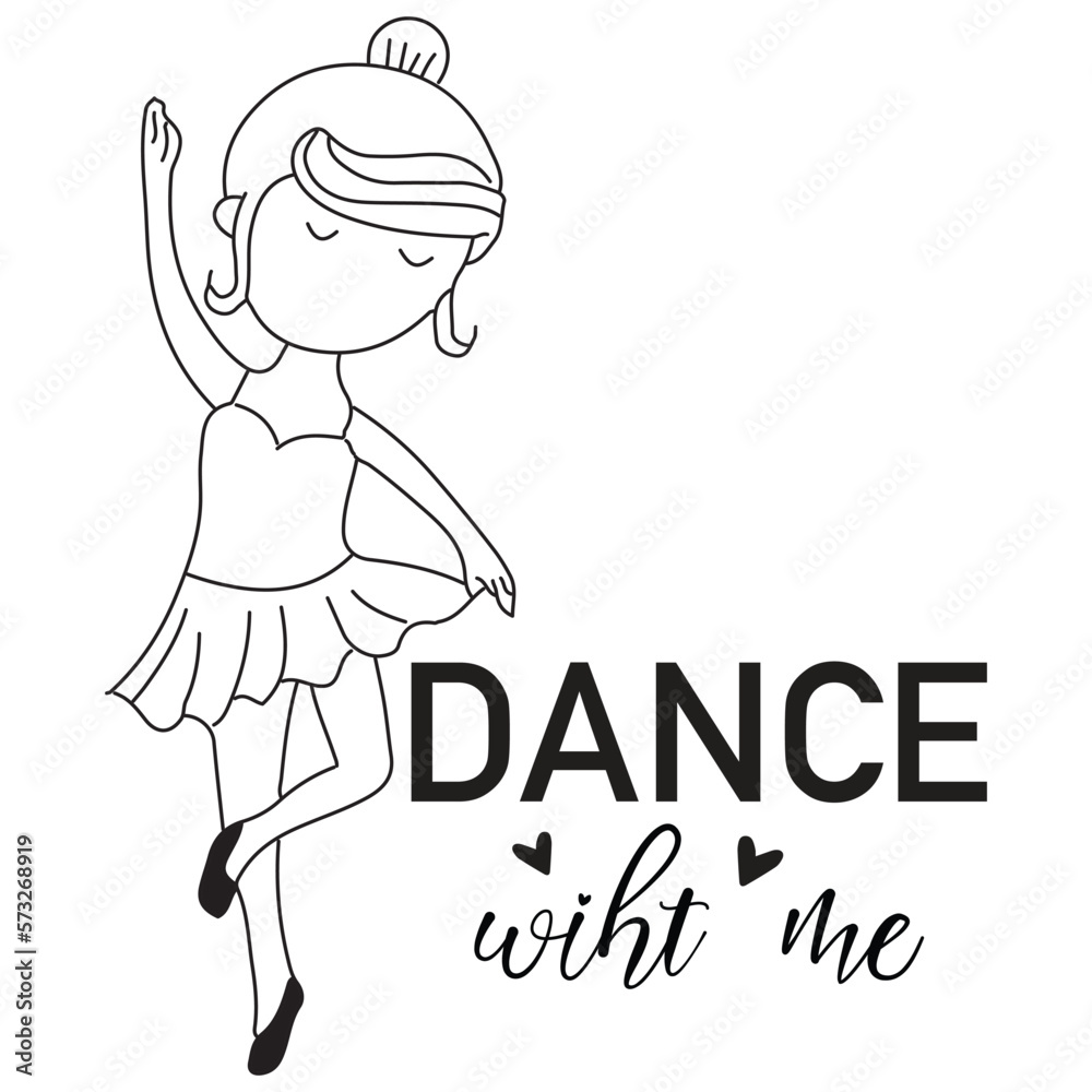 Hand drawn cute ballerina illustration for kids t shirt design Hand drawn cute ballerina illustration for kids t shirt design