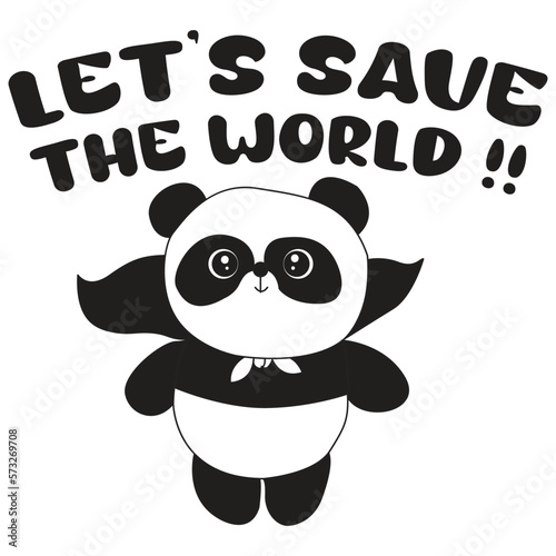 Superhero panda hand drawn for t shirt design