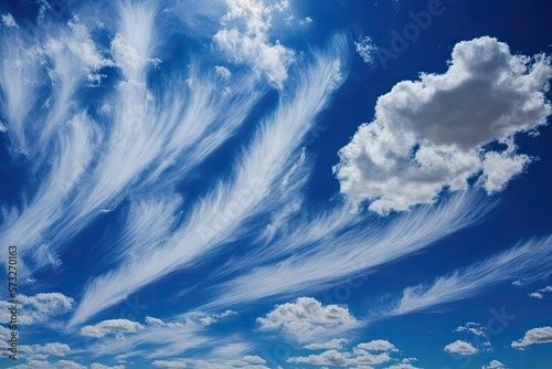 blue sky with cirrus clouds generative ai
