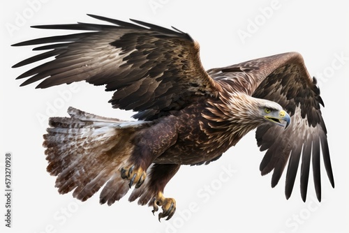 Eagle flying isolated at white generative ai