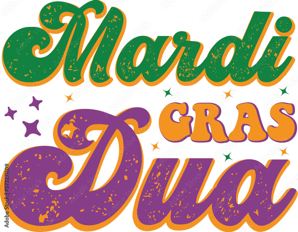 Fototapeta premium Mardi Gras Vector Design for Sublimation Print . Cute Colorful Typographic Illustration for Print on Demand Business. Ready to Print elements for T-Shirt and other Clothing.