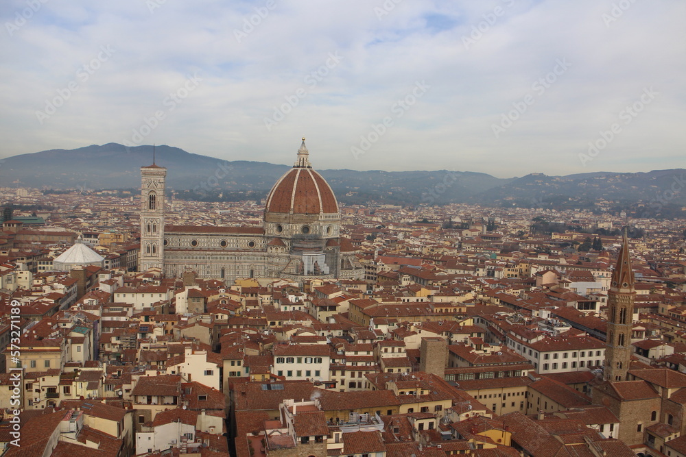 Panorama view of The Duomo and the old town in Florence, Italy