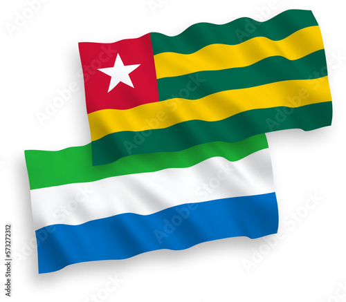 Flags of Togolese Republic and Sierra Leone on a white background