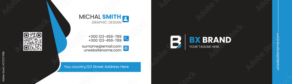 Blue and Black vector modern creative and clean simple business card template Blue and Black vector modern creative and clean simple business card template