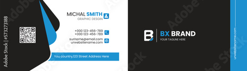 Blue and Black vector modern creative and clean simple business card template 