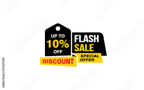 10 Percent FLASH SALE offer, clearance, promotion banner layout with sticker style. 