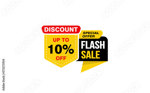 10 Percent FLASH SALE offer, clearance, promotion banner layout with sticker style. 