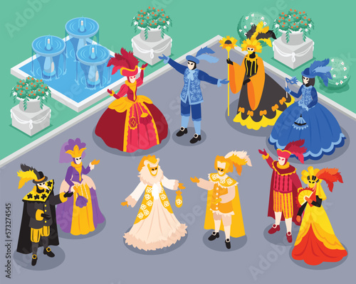 Isometric Venetian Masquerade Composition
