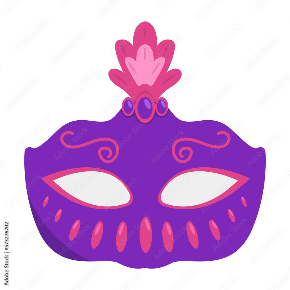 Mardi gras mask icon in cartoon style on a white background Mardi gras mask icon in cartoon style on a white background
