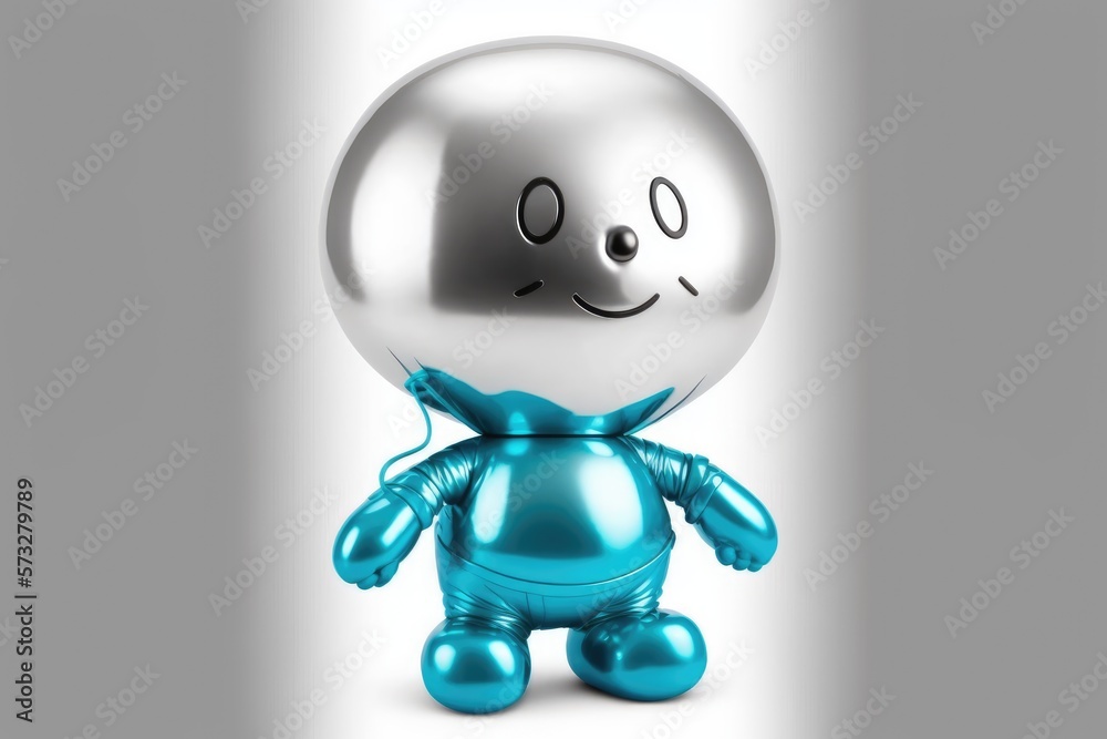 Fototapeta premium a children-friendly cute cartoon character foil balloon isolated on white background generative ai 3D style Illustration