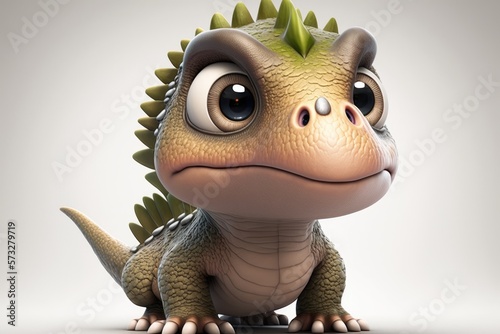 a cute adorable dinosaur character  isolated on a solid background with a studio setup in a children-friendly cartoon animation generative ai 3D style Illustration 