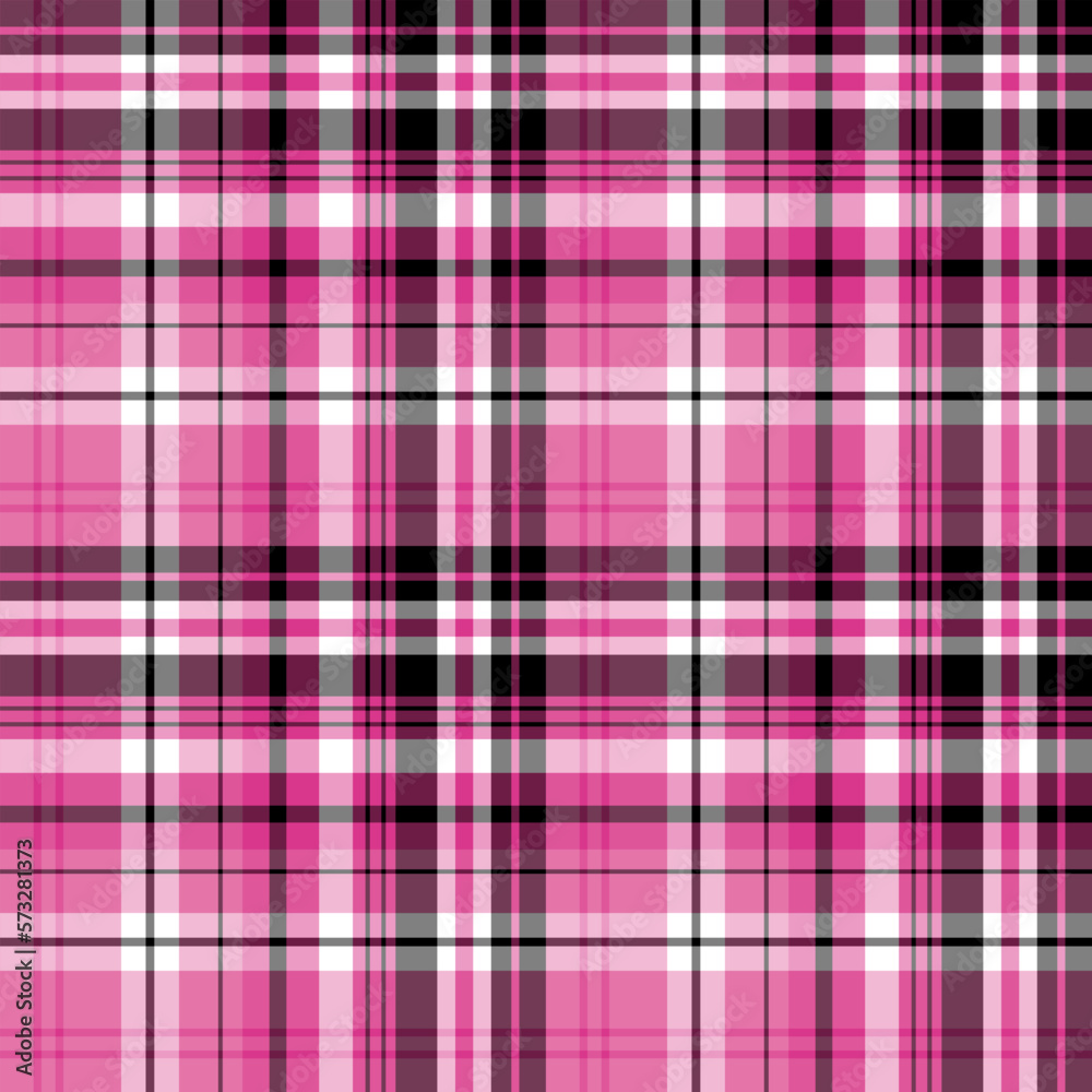 Fototapeta premium Seamless pattern in gentle pink, black and white colors for plaid, fabric, textile, clothes, tablecloth and other things. Vector image.