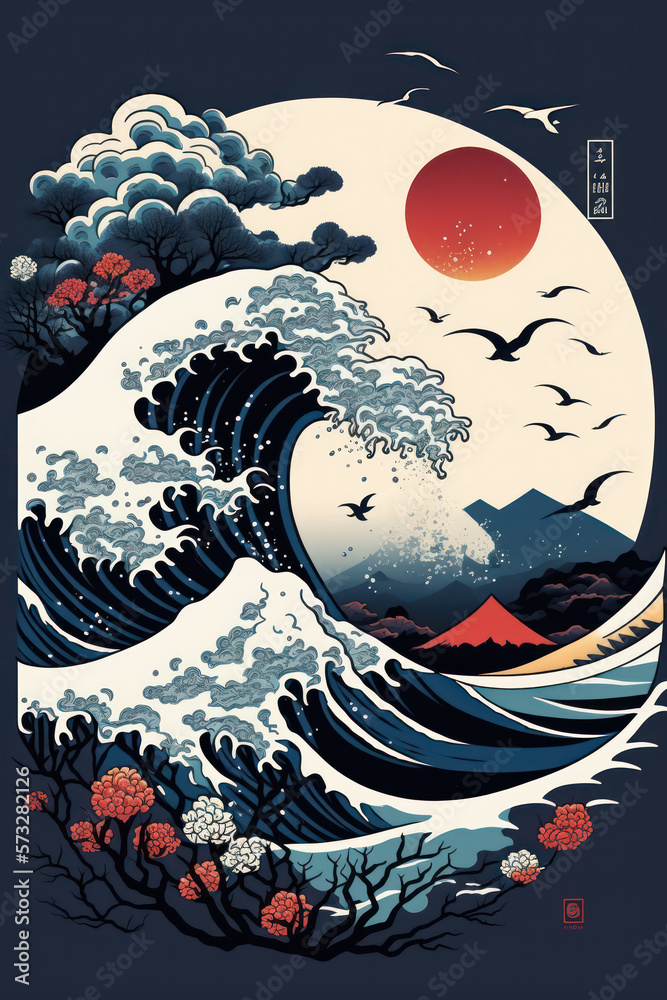 Naklejka premium vague japonaise