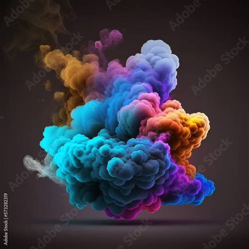 colorful rainbow holi paint color powder cloud isolated white wide panorama background