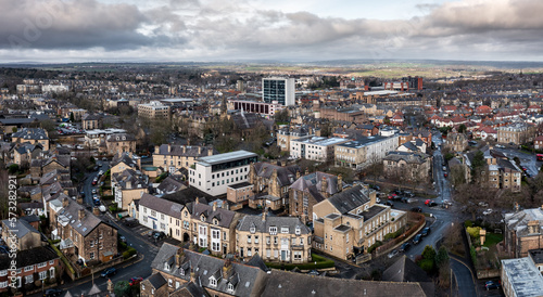 Aerial view of Victorian architecture in the Yorkshire Spa Town of Harrogate