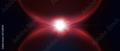  image of two red hemispheres and a bright glow in the place of their contact on a black background