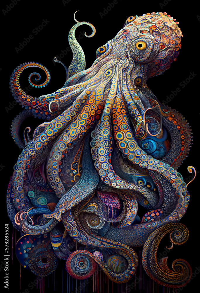 Fototapeta premium Generative AI abstract render of an octopus