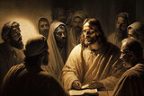 Jesus teaching Apostles or people, generative AI