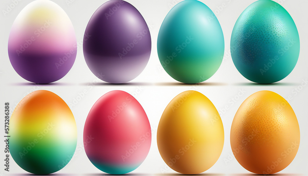 Colored Easter Eggs isolated on white Background - Generative AI Colored Easter Eggs isolated on white Background - Generative AI