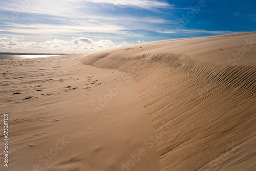 Beautiful dunes scenery of the Slowinski National Park by the Baltic Sea  Leba. Poland