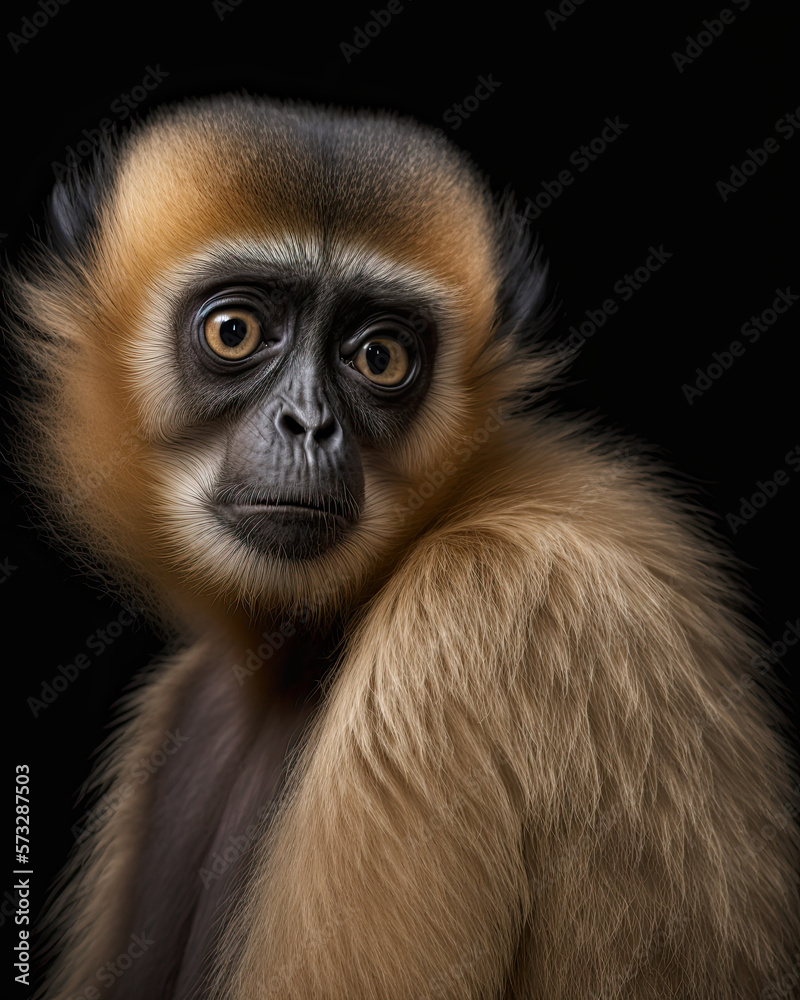 Fototapeta premium Generated photorealistic portrait of a capuchin in profile 