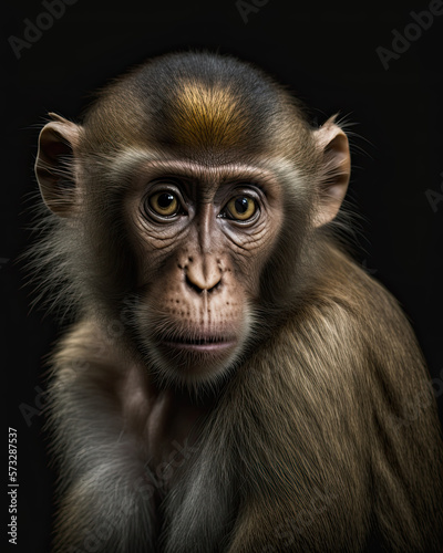 Generated photorealistic upright portrait of a monkey © Evgeniya Fedorova