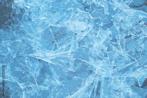Realistic vector illustration of an ice surface of the river. Texture of ice shards. Winter background. 