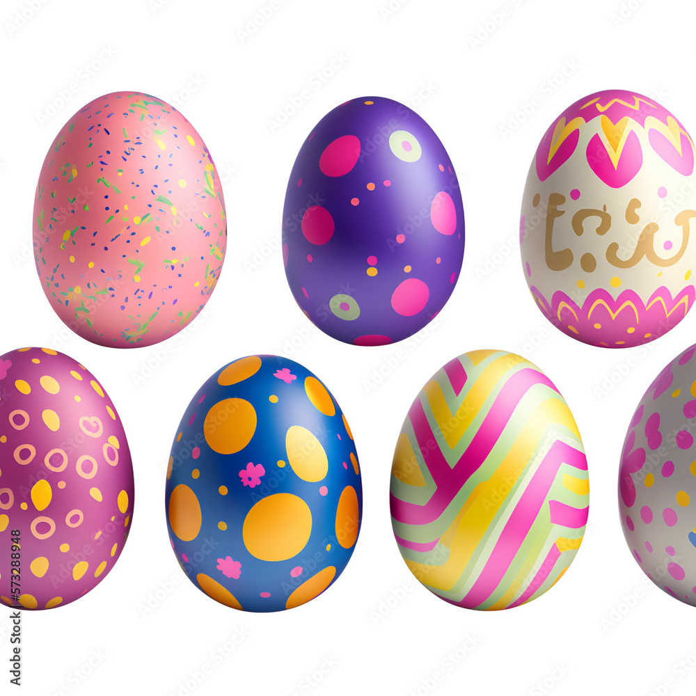 easter eggs set - easter eggs on white background - Generative AI easter eggs set - easter eggs on white background - Generative AI