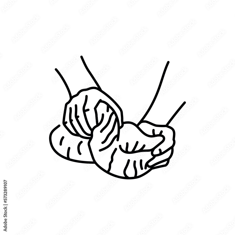 Knead the dough color line icon. Cooking food. Knead the dough color line icon. Cooking food.