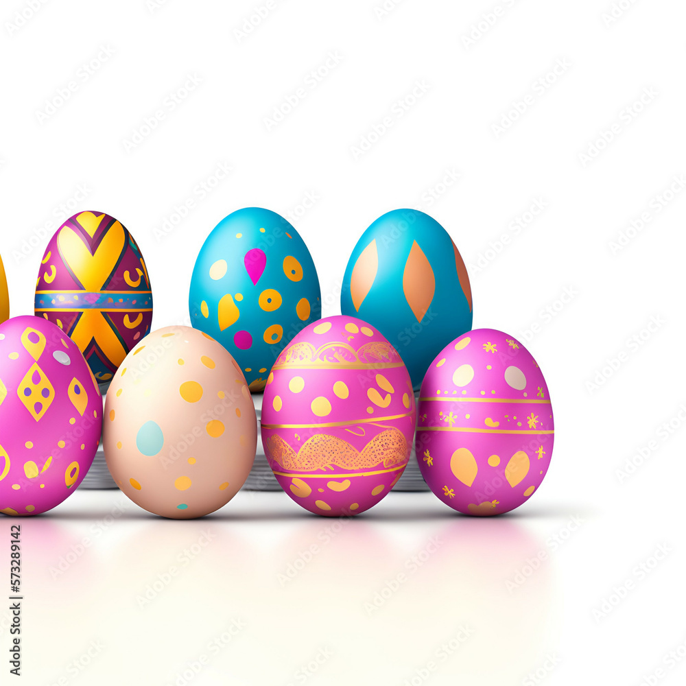 easter eggs on white - easter eggs on white background - Generative AI