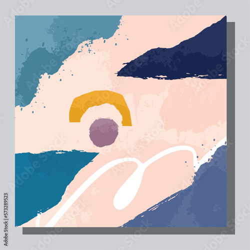 Illustration vector EPS 10 print. Hand draw painted abstract organic shapes. contemporary aesthetic boho mid century modern art in Scandinavian nordic design style 