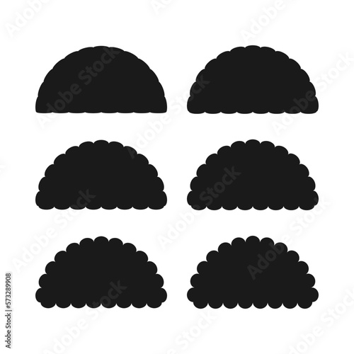 Scallop Edge Semicircle Shapes Icon Set
