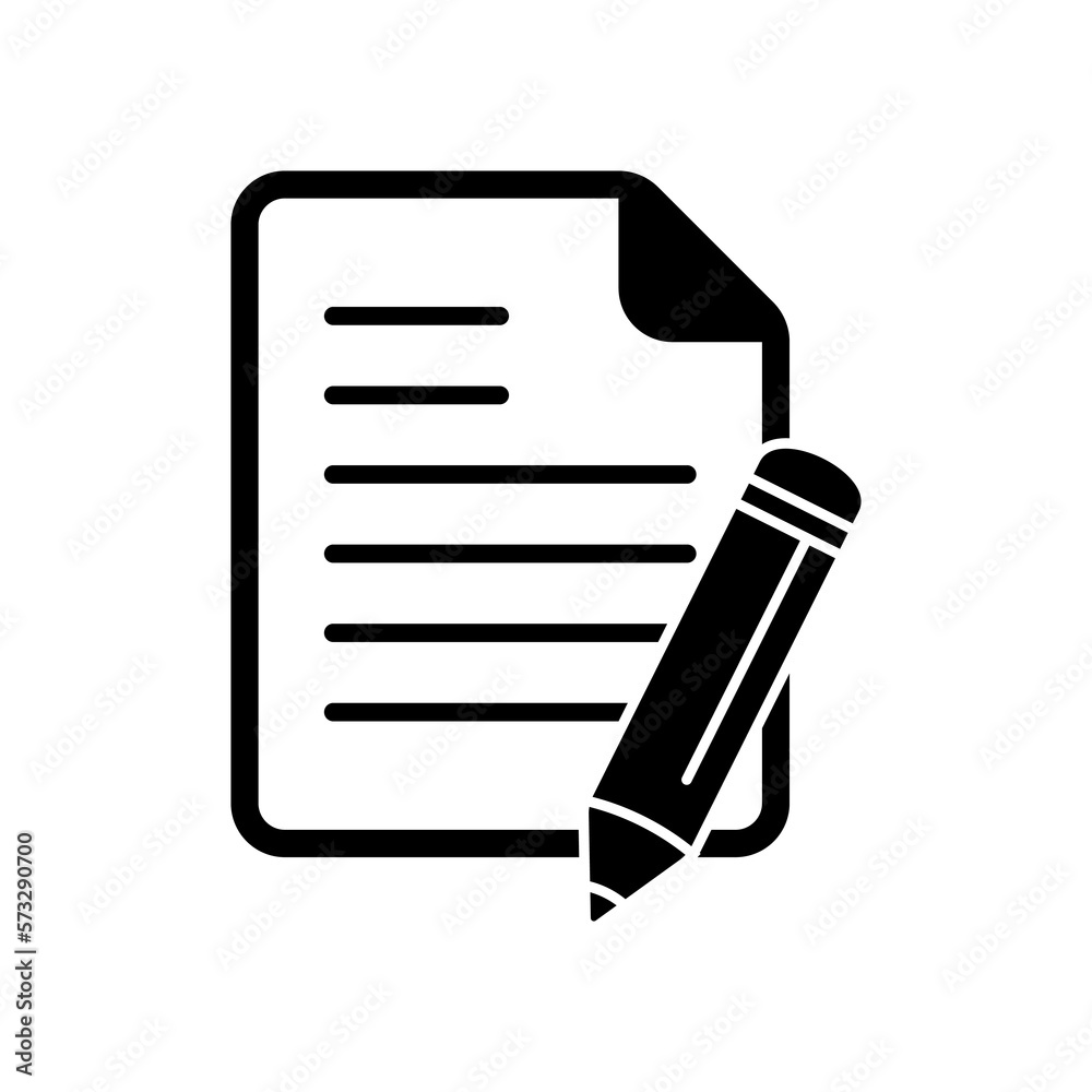 Document with pencil icon vector illustration. Test vector icon. Document with pencil icon vector illustration. Test vector icon.