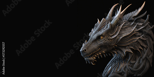 black dragon with copy space.generative ai