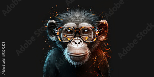 monkey wearing glasses, Generative Ai © idealeksis
