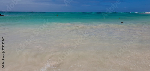 Maxwell beach Barbados, turquoise sea, white sand and palm trees