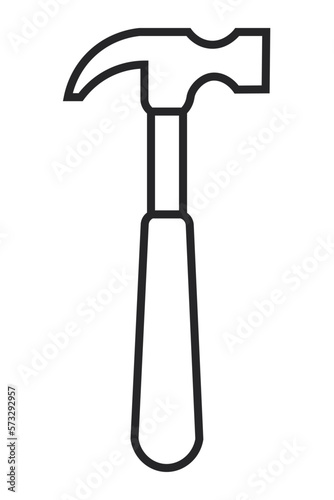 hammer tool in minimalist black design with transparent background, tool for woodworking