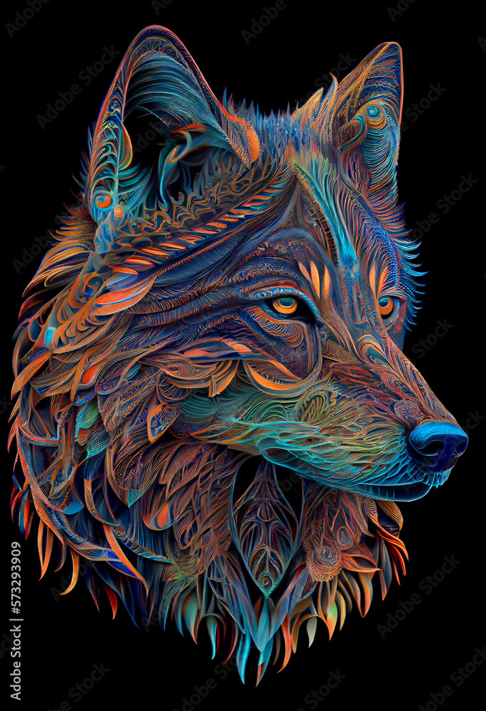 Fototapeta Generative AI abstract render of a wolf