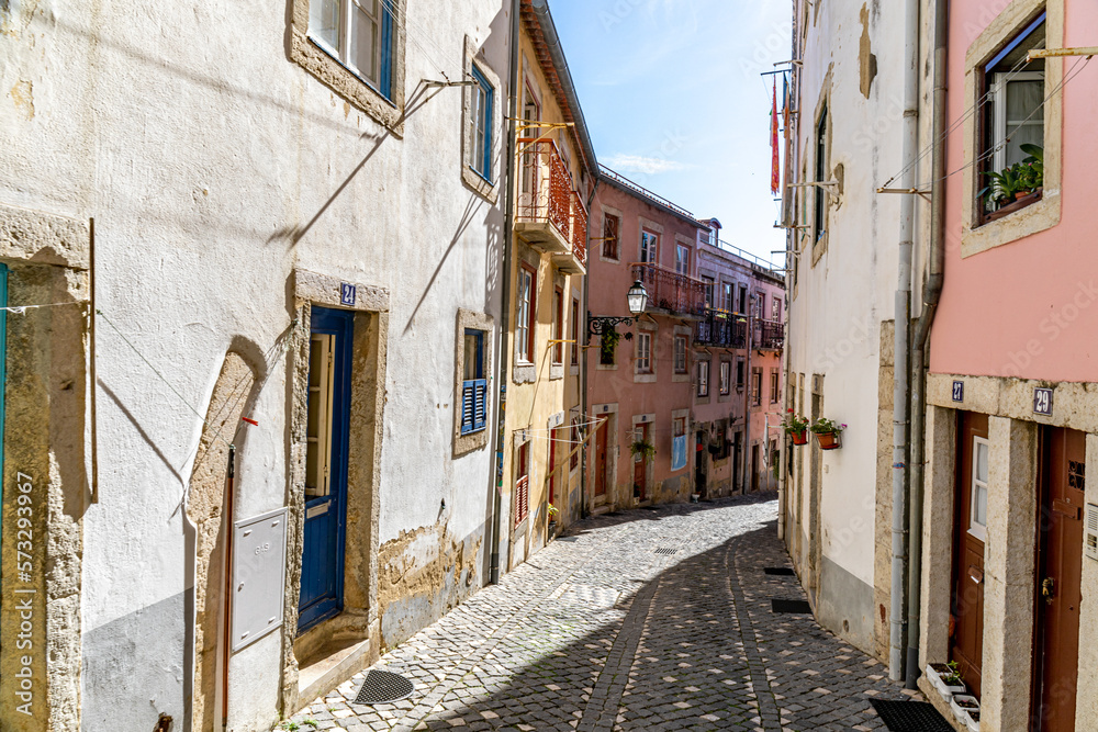 Old street near St George's castle, Lisbon, Portugal