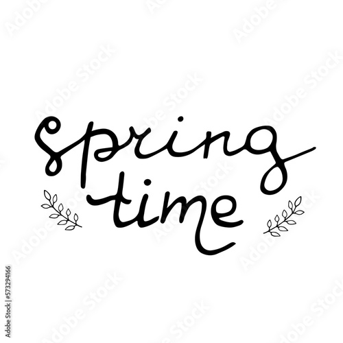 Vector illustration of spring time lettering isolated with decortive elements