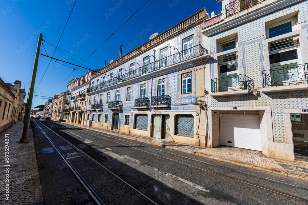 Typical azulejos facade of Lisbon, Portugal